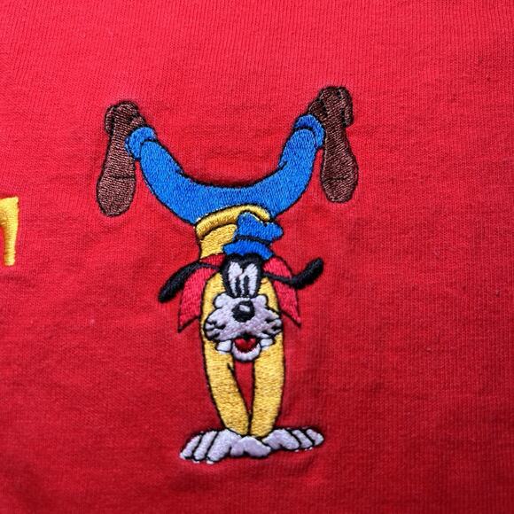 Disney Goofy T-shirt Adult Size OSFA Red Embroidered Cut Hem Single Stitch VTG - Picture 5 of 15
